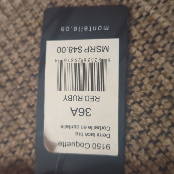 NWT Montelle Demi Cup Bra. 36A. Red. Beautiful strap. - Picture 11 of 11